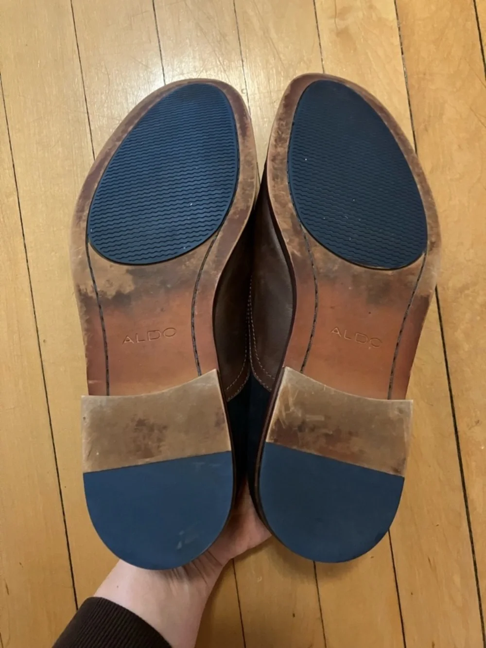 Aldo Blue Suede and Brown Leather Dress Shoes Size 10.5